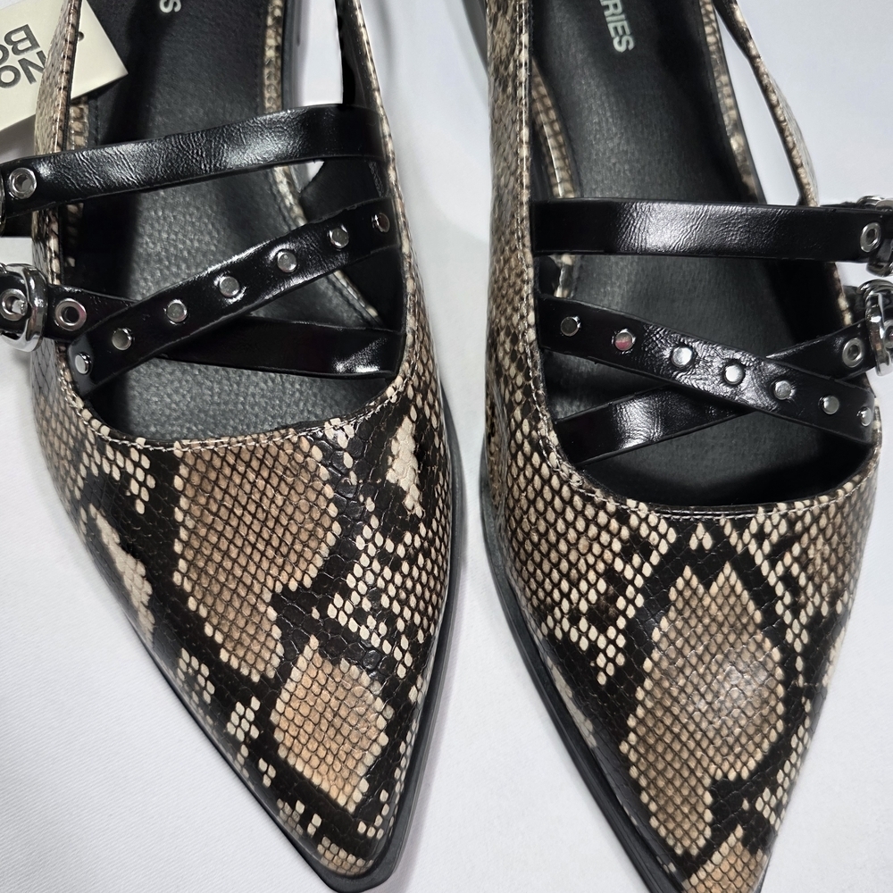 No Boundaries Women’s Snake Print Slingback Flats Studded Strappy Size 10 New - Picture 4 of 4